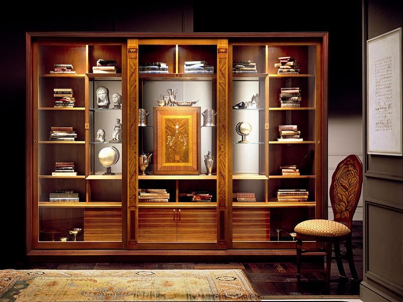 VL661 Le Cornici display cabinet, Showcase bookcase with inlays, furniture in classic style