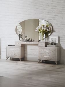 Aligio, Dressing table with drawers and oval mirror