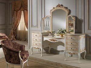 Art. 941 dressing table, Toilets with mirror, classic style, wood ivory finish