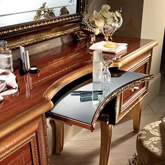 Dressing table in walnut, with sinuous golden legs | IDFdesign