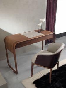 Infinity, Dressing table with mirror and storage compartment, in walnut wood