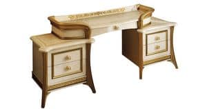Melodia dressing table, Classic dressing table, gold trim, finely worked, for luxury bedrooms