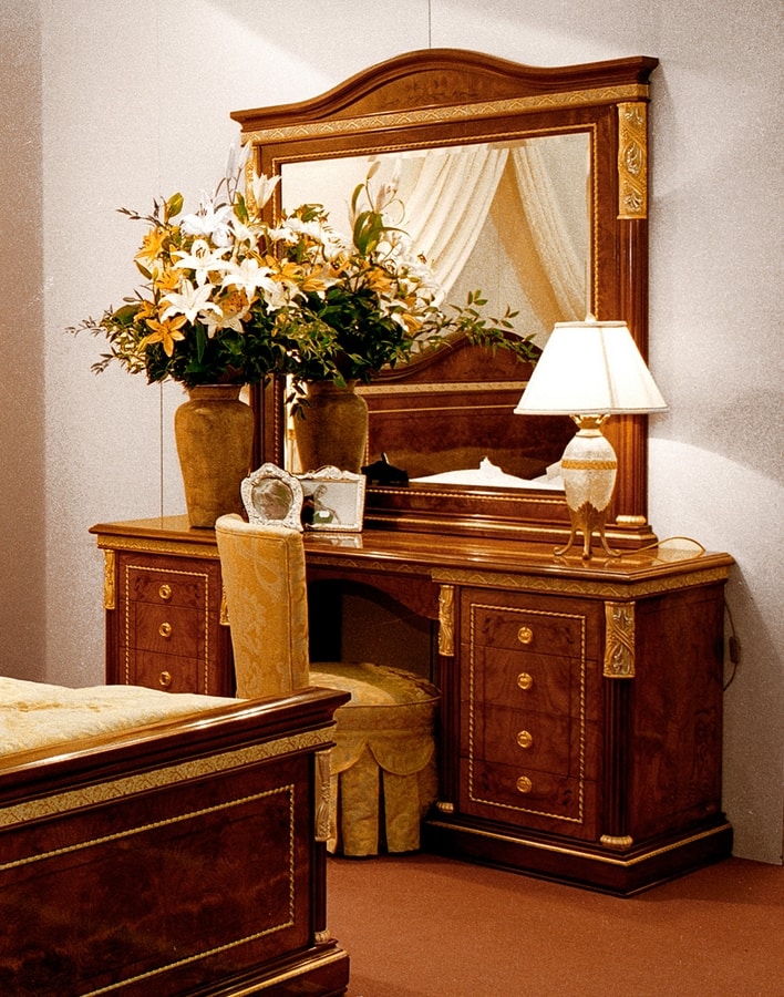 Queen dressing table, Dressing table, in Empire style, with gold leaf decorations