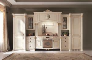 Cucina Venezia laccata, Kitchen made entirely of wood, marble top