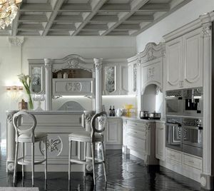 Luigi XVI kitchen, Kitchen furniture with refined and precious details