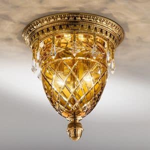 Art. 4301/PLP, Classic ceiling lamp in faded gold, and SW drops