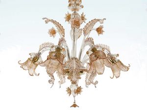 AMBRATO, Crystal chandelier with precious decorations