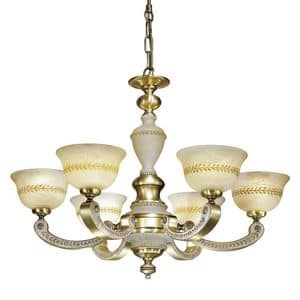 Art. 2268/6, Chandelier with alabaster, for classic dining rooms
