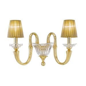 Art. 269/AH2, Wall lamp in gold with lampshades in organza pleated