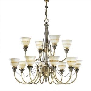 Art. 27089/8+4, Chandelier with alabaster, for classics living rooms