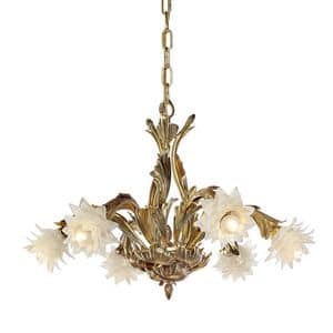 Art. 329/6, Chandelier in gold French, with floral decors