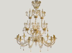 FATA, Chandelier in blown crystal and gold leaf