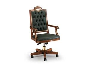 CARLO MAGNO office 8089A, Luxury office chair made of leather, quilted backrest