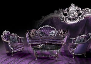220 Sofa, Sofa with silver finishings, Louis XV style
