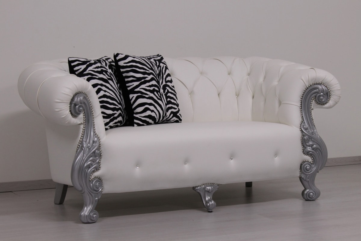 Oceano fabric 2-seater, Upholstered sofa, Baroque style