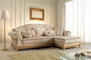 Anastasia, Classic style sofa with chaise longue