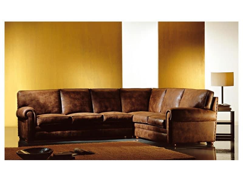Angular Oregon, Corner sofa covered in fabric, classic style