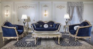 Art. EM/203 Empire, Carved baroque sofa with silver details