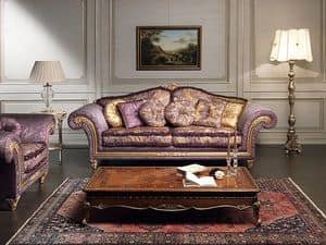 Art. IM 23 Imperial, Luxury sofa, characterized by handicraft carved mouldings with baroqe and gold leaves