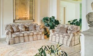 Bacio, Upholstered sofa in classic luxury style for Living room