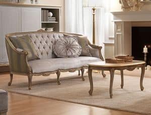 Belle Epoque 486 sofa, Classic sofa with three seats, in hand-carved wood, for sitting rooms