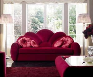 Capri 23 sofa, Three-seat sofa, covered in fabric, for prestigious sitting rooms and hotels with contemporary classic style