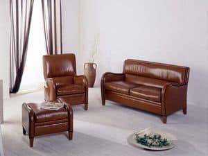 Diana Sofa, Leather sofa, achievable in fireproof rubber