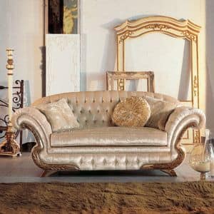 Diletta, Luxury classic Sofa, frame with gold leaf finish