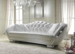 Divina, White leather sofa, classic style