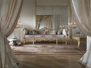 Fiore sofa, Luxurious sofa with golden finish