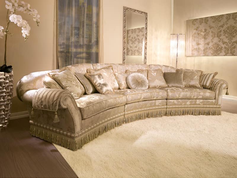Glicine Ring, Upholstered semicircular sofa, for classic style living rooms