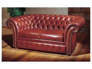 Honduras, Two-seater sofa in leather with quilted backrest