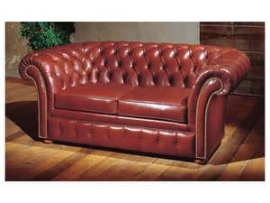 Honduras, Two-seater sofa in leather with quilted backrest