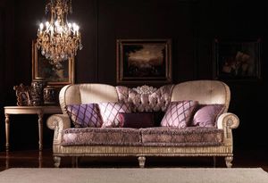 Marina, Classic sofa, padded, covered in silk, for living room
