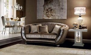 Mir sofa, Semi-elliptical sofa, enriched by precious fabrics