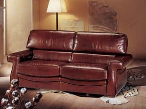 Morgan, Sofa-bed covered in leather, classic style