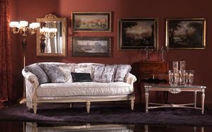 Nadia, French-style sofa, upholstered in silk, classic style