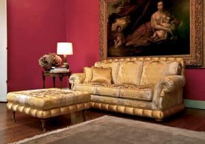 Nobile, Luxury classic sofa with pouf, for elegant lounges