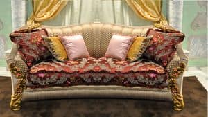 Primavera 2-seater sofa, Classic hand-carved sofa, for elegant lounges