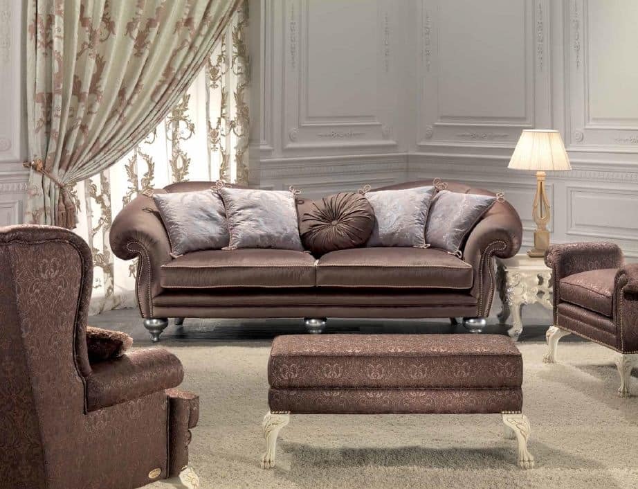 Protagonista, 3 seater sofa for the living room, classic, elegant details