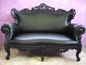Regency 2 seater sofa lacquered, Classic sofa, black lacquered