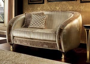 Rossini sofa, Sofa in the Belle Epoque style, pliss processing and inlays