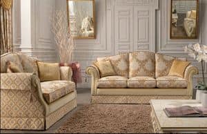 Royal, 2 seater sofa for living rooms, classic, with steel springs