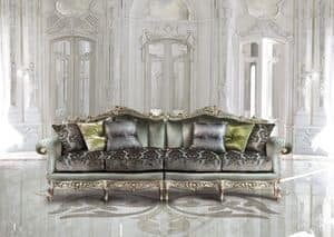 Saint Germain Due, 4-seat sofa in luxury classic style, hand carved