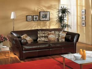 Shine Sofa, Sofa upholstered in brown leather, for sitting room