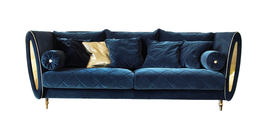 SIPARIO Sofa, Classic sofa with golden feet