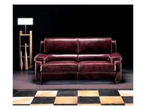Sorbonne, Two-seater sofa in leather, classic contemporary style