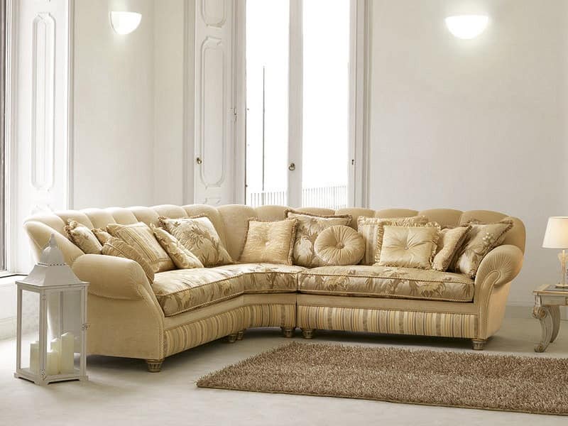 Corner Sofa In Luxury Classic Style, Classic Style Corner Sofa