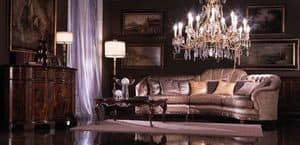Valentina, Corner sofa covered in silk, luxury classic style