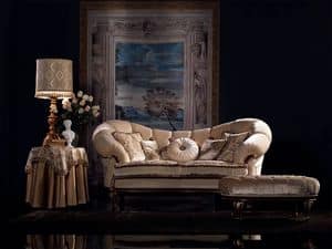 Valeria sofa capitonn�, Luxury classic sofa, walnut finish, for living room